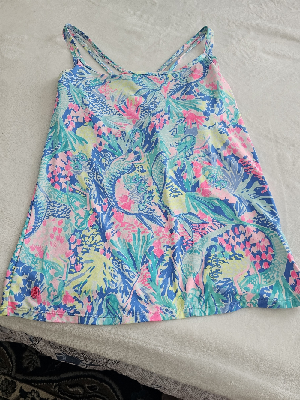 Lilly Pulitzer Light Blue Swim Top with Gold Logo